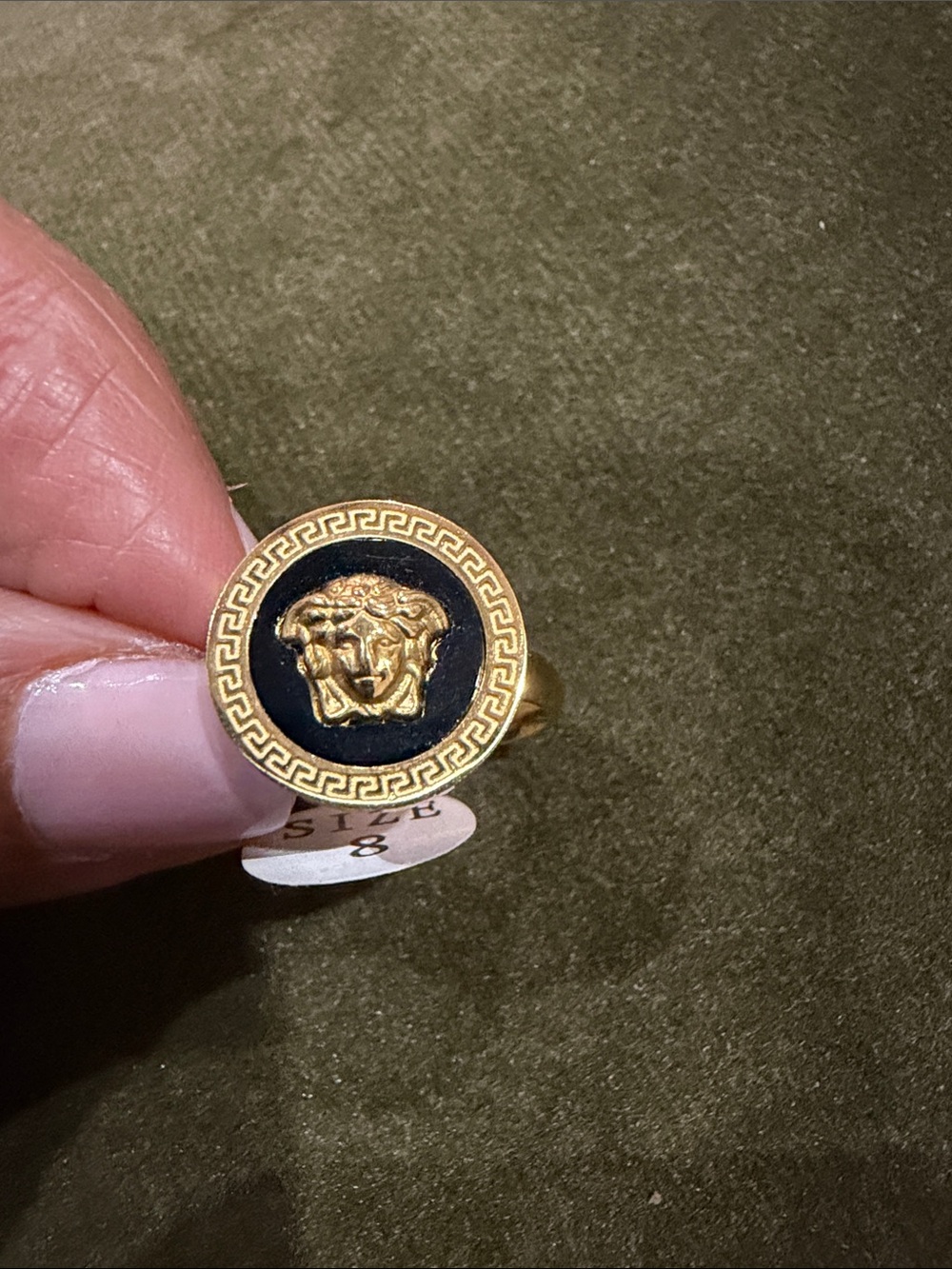 Gold and Black Medusa Signet Ring - Designer Style